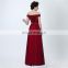 Exquisite Popular A Line Floor Length Tulle Lace-up Peplum Formal Sleeveless Custom Made Off-The-Shoulder Evening Dresses