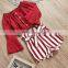 2020 Girls stripe blouse + shorts clothing set Kids Baby 2pcs set