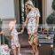 Mother and Daughter Match Clothes Summer Ruffles Short Dress Mom Elegant Floral Print Sexy Off Shoulder Dress Girls Family Look