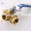Copper NPT BSP Thread Female 1/2" 1" 3 Way Brass Ball Valve With Handle