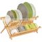 100% Bamboo Kitchen Countertop Sink Dish Drying Rack Large Capacity Bamboo 2 Tiers Foldable Dish Draining Rack
