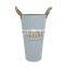New Design Wholesale Home Decor Floor Garden Waterproof Plants Antique White Metal Stand Painting Flower Pots With Hemp Handle Flower Vase