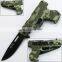 8 Inch higth quality stainless steel gun shaped folding pocket colorful gun knife
