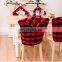 Red Black Plaid Christmas Chair Cover 2022 Santa Xmas Party Decoration for Home Hotel Table Ornament