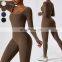 Custom Fitness Rompers Sexy Workout Wear Bodysuit One Piece Jumpsuits Long Sleeve Square Neck Women Gym Yoga Jumpsuit
