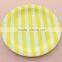 Eco-friendly 9 inch Yellow Striped Round Party Paper Plate for Wedding Personalized Favors
