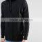 China OEM 100% Cotton Black Men Hooded Neck Riped Hem Blank Hoodies