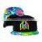 Design your own tie dyed 3d embroidery short brim snapback hat
