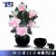 Decorative Color change Led fiber optic flowers /Pink Penoy flower lampe with metal base for whole sale