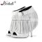 Fashion design white leather slim heel open toe women ankle boots