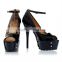 Newest fashion pu leather elegant ladies high heel shoes women sandal heels