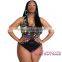 Cheap Wholesale Sheer Mesh Insert Stunning Printed Plus Size Bikini Woman 2016 Oem