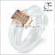 Fashion White Ceramic Rope With Silver Tone Stainless Steel Stee Tricyclic Engagement Ring Anniversary Wedding Band