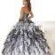 Classic Designer Ball gown Sweetheart Black and White Sexy Leopard Western Quinceanera Dresses with detachable skirt CYQ-004