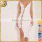 Womens Ladies White v-neck backless Bodycon Dress