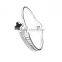 Luxury Crystal Stainless Steel Flower Bangle with Rhinestones for Women