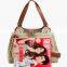 Magnetic Snap Closure Jute Bag Duffel Bag Large Capacity Women Wristlet Tote Bag