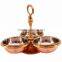 Indian Art Villa Steel Copper 3 Bowl Compartment Pickle Dish SERVING Restaurant Ware Hotel Home USe