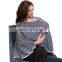 Full Coverage Nursing Cover for Breastfeeding Luxurious, Soft Breathable Cotton in Poncho Style Navy Stripe