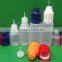 10ml plastic LDPE E-cigarette liquid bottle with long thin tip and childproof cap