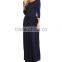 maxi muslim dress Wider Neckline Navy Three-Quarter Sleeve Maxi Dress Evening Gowns Long