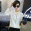 2017 korean design pure color long sleeve ladies tops fashion women chiffon blouse designs