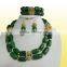 Hot selling!!! your own styles by 2 rows green coral jewelry set