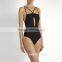 Sexy black front cross-over skinny straps straight neckline women one piece swimsuit