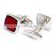 Simple Check Cuff Link Red Square Men Shirt Cufflinks
