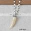 Fabulous natural stone horn pendant bohemian vintage long beaded charm agate necklace for women