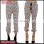 Beige Leopard Print Women Pants Alibaba Supplier Casual Lady Pants With Elastic Waist and Cuff