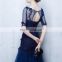 High Quality Scoop 1/2 Sleeve A Line Elegant Lace-up Hollow Lace Beaded Appliqued Evening Dress