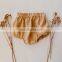 Autumn cotton and linen cardigan 2-piece baby girl jacket shorts children's suit