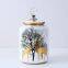 European Simple Style Deer and Tree Gilded Painting Ceramic Flowers Vases With a Crystal Lid For Office