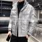 wholesale custom mens shinny long-sleeved jackets without hood Down Jacket Long Sleeve Solid Fashion Down Coat Winters