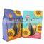 Resealable flat plastic stand up food pouch alunimum foil snack packaging square bottom seeds bag pouch with ziplock