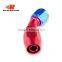 Aluminum oil cooler fitting 45 degree resuable fuel line hose end fitting adaptor blue and red 40-045-06