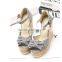 2015 Pink Bowknot Spanish Brands Woman Fashion Heeled Strap Sandals Shoes