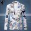 OEM latest designer top quality new fashionable long sleeves one button slim fit floral outdoor printed fancy blazers for men