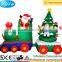 DJ-XT-34 christmas inflatable santa claus drving train with christmas tree stand animal