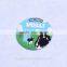 cheap dairy cow design promotional round shape double side paper fridge magnets for advertising