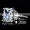 Fashion Alette's Emerald Cut white gold CZ Engagement Ring