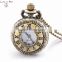 Newest fashion accessory jewelry alloy quartz movement antique brown glass covered pocket watch