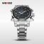 Weide watches stainless steel quartz watches bezel japan movt waterproof dual time complete calendar luxury watch