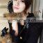 Hand Made Sheepskin Leather Gloves With Raccoon Fur Korea Style With Crystal Dimond
