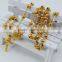 Wholesale stainless steel charm gold beads necklaces/cross pendant