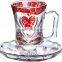 6pcs glass tea cup and saucers glass tea cup sets glass decal tea cup and saucers