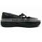Customized Girls Black Microfiber Leather Students School Shoes with Buckle Strap