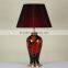high quality dressing flower pattern red ceramic table lamps with empire lampshade for living room decor