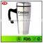 16 oz eco-friendly double wall stainless steel travel coffee mug with handle